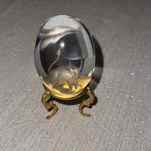 Ekenas Sweden Vintage Taurus Glass Egg with Stand